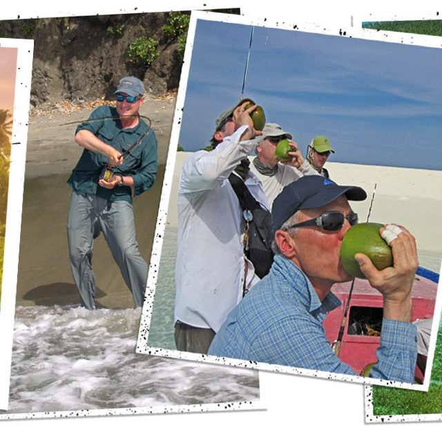 Fliegenfischer beim Drill und am Strand